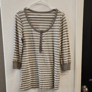Calvin Klein Jeans Gray and White Striped Top